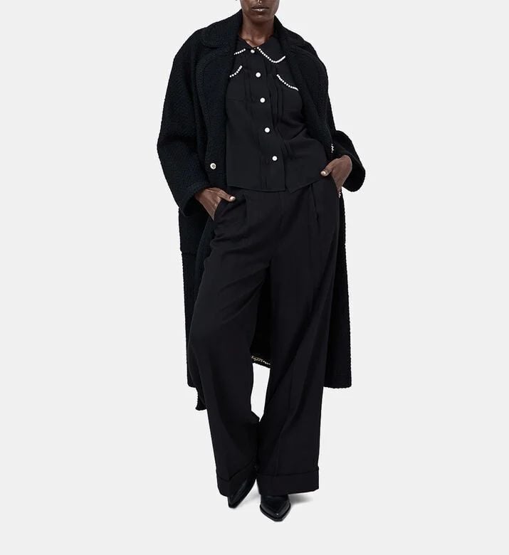 Edward Achour Paris Peal-embellishment Sheer Sleeve Top, Model View