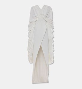 Edmond Moussallem Draped Gathered Sleeves Front Slit Abaya, Packshot View