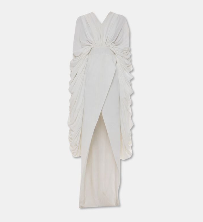 Edmond Moussallem Draped Gathered Sleeves Front Slit Abaya, Packshot View
