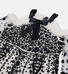 Embroidered Tulle Tiered Dress