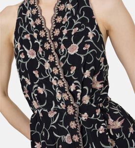 فستان لاسي متوسط الطول بطبعة أزهار