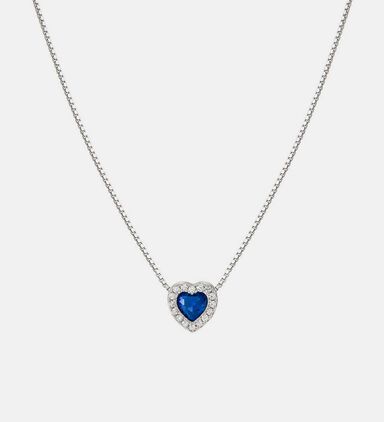 All My Love Blue Heart Cubic Zirconia Silver Necklace
