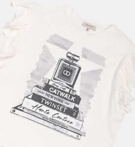 تي شيرت قطني مطبوع بكشكشة