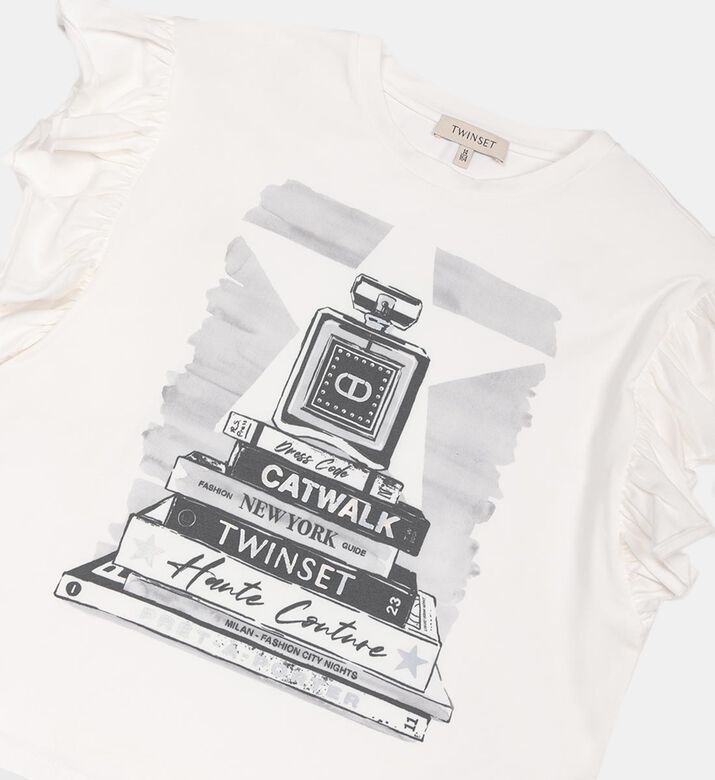 تي شيرت قطني مطبوع بكشكشة