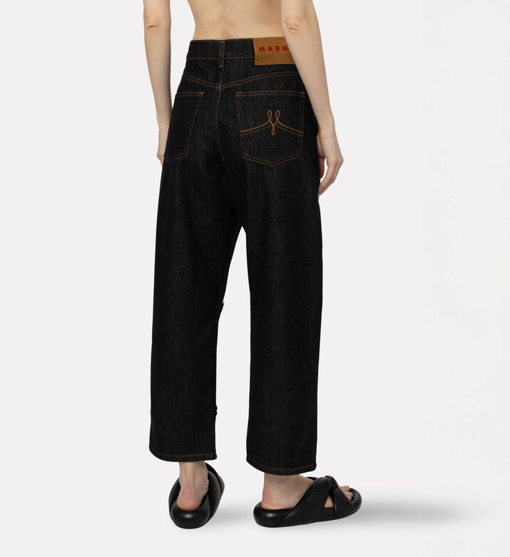 Marni Flower-embellished Denim Pants, Model View