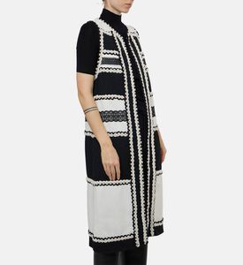 Edward Achour Paris Textured Sleeveless Long Vest, Model View