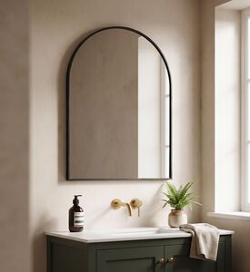 Home Deco and More Arched Wall-mounted Bathroom Mirror, Model View