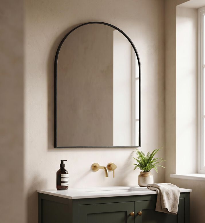 Home Deco and More Arched Wall-mounted Bathroom Mirror, Model View
