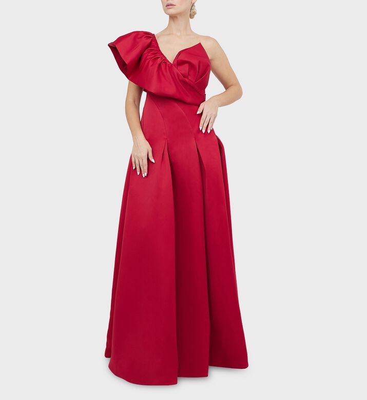 Ruffled-detail Flared Long Dress