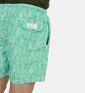 شورت سباحة مطبوع بلون أخضر ضبابي للرجال