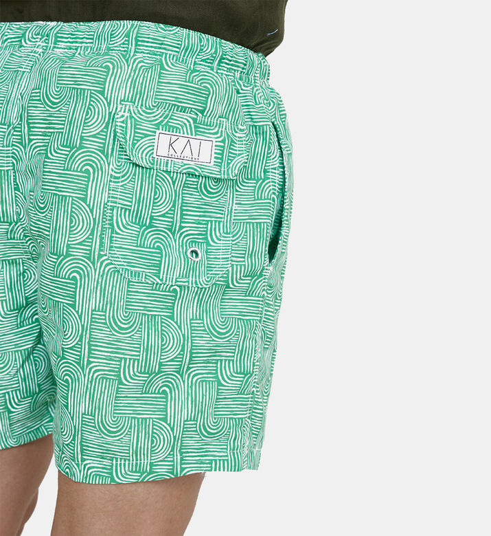 شورت سباحة مطبوع بلون أخضر ضبابي للرجال