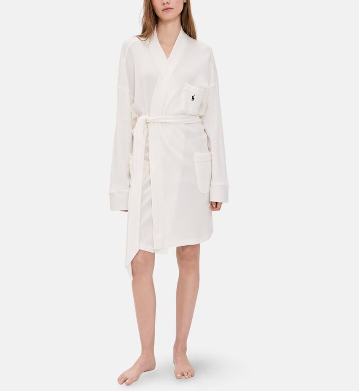 Polo by Ralph Lauren Waffle-knit Belted Robe, Beige, L-xl, Model View