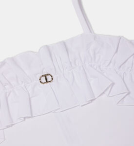 Cotton Logo Ruffled Crop Top