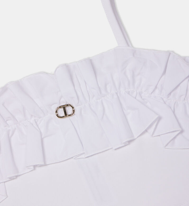 Cotton Logo Ruffled Crop Top