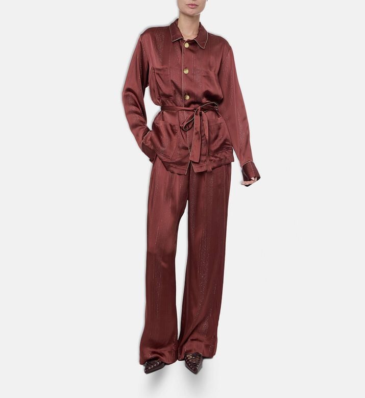 Forte-Forte Satin Pinstriped Regular-fit Trousers, Model View