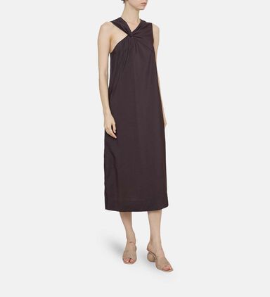 Emna Asymmetrical Brown Viscose Dress