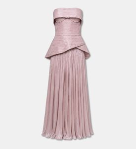 AAVVA Pleated Peplum Bandeau Gown, Pink, M, Packshot View