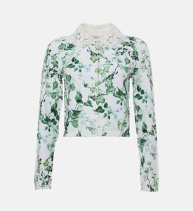 كارديغان طويل الأكمام مزين بأزهار