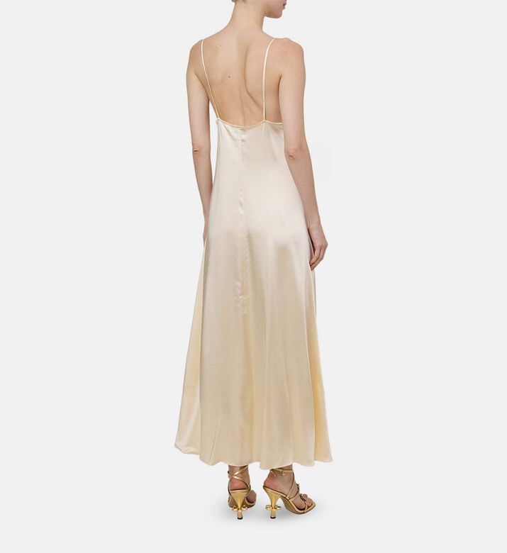 فستان ساتان ضيق بياقة في مخطط