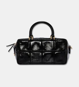 Mlouye Grid Leather Quilted Pattern Bag, Black, Packshot View
