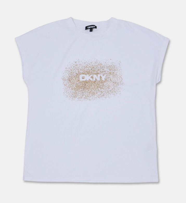 DKNY Embellished Logo-print Organic Short-sleeve T-shirt, White, 14y, Packshot View