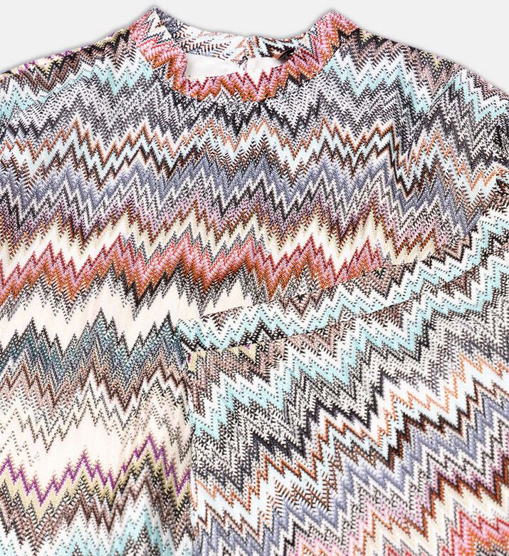 Multicolored Zigzag Long-sleeve Top Skirt Set