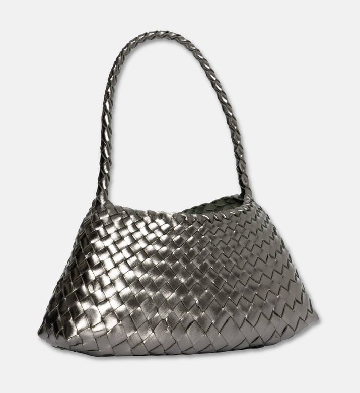 Dragon Diffusion Rosanna Woven Leather Baguette Bag, Grey, Packshot View