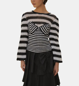 بلوزة كروشيه قطنية مخططة