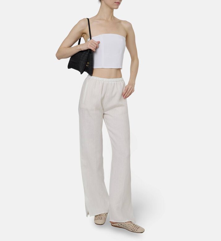 Forte-Forte Linen Cloth Elasticated Wide-leg Pants, Model View