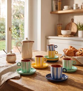 Thun Attimi Stripes 6-piece Coffee Cup Set, Model View