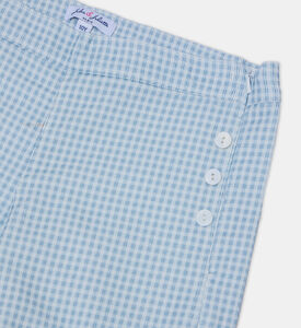 Gingham Pattern Side Buttons Shorts