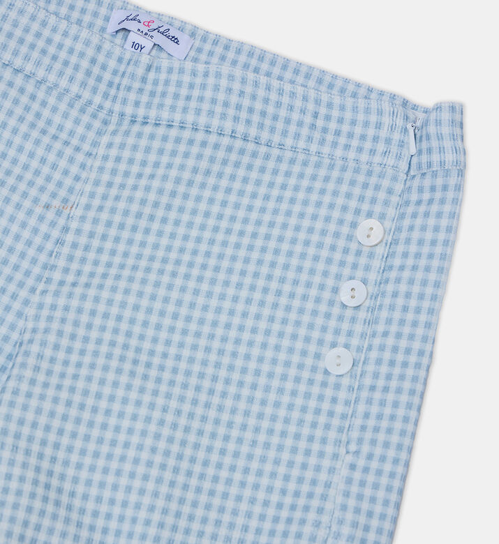 Gingham Pattern Side Buttons Shorts
