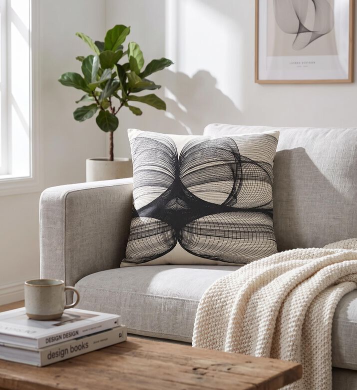 Home Deco and More Abstract Print Decorative Square Cushion - 40x40 Cm, Packshot View