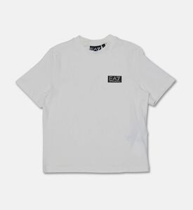 EA7 Cotton Logo-print Crewneck T-shirt, White, 14y, Packshot View