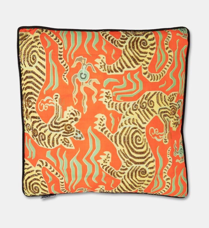Home Deco and More Lynx Hand Bead Printed Cushion, Packshot View