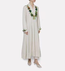 Dalia Al Azem Floral-embellished Pleated Maxi Dress, Model View