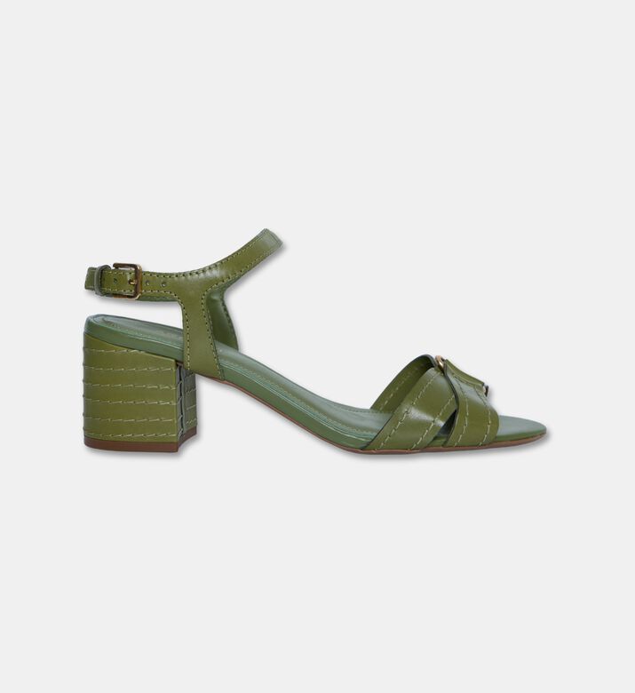 Arezzo Leather Mid-heel Sandals, Green, Eu-40, Packshot View