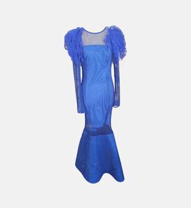 فستان إكليبس مزين بكريستال وريش