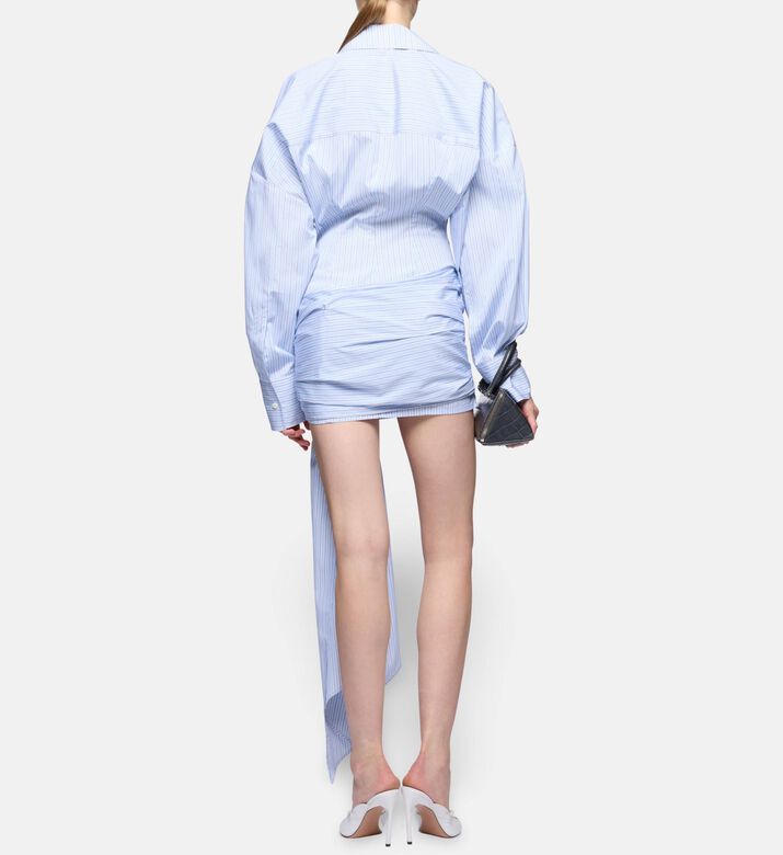 The Attico Stripe-print Button Closure Mini Dress, Model View