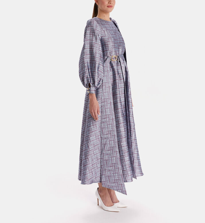 فستان واسع بكتف واحد بطبعة