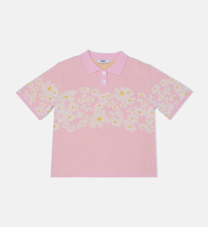 Floral Knit Cotton Polo