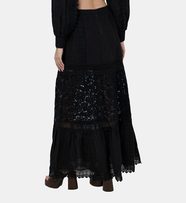 Reise Layered Lace Linen Skirt Reise Layered Lace Linen Skirt