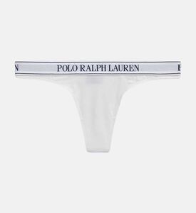 Polo by Ralph Lauren Logo-waistband Mid-rise Thong, White, S, Packshot View