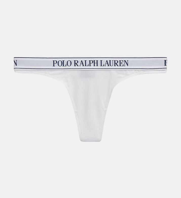 Polo by Ralph Lauren Logo-waistband Mid-rise Thong, White, S, Packshot View