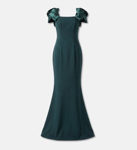 Savanna Leaf Appliqu&eacute; Off-shoulder Gown, Green, Xl, Packshot View