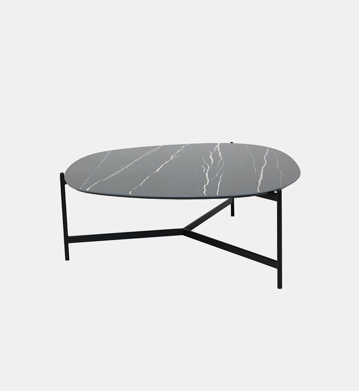 PR-Living & Muundo Pebbles Italian Ceramic Coffee Table, Black, 100-cm, Packshot View