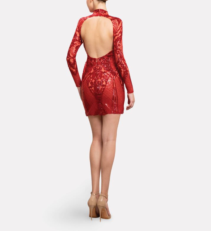 Michael Cinco Sequin Embroidered Midi Dress, Model View