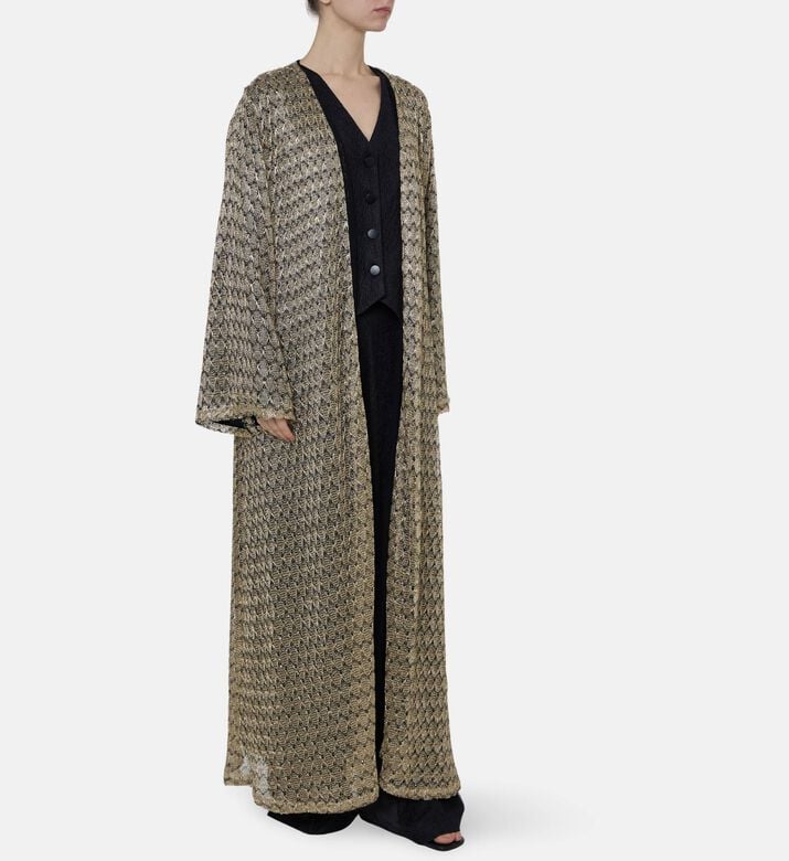 BARG Sheer Gold-threaded Lace Abaya, Model View