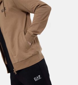 طقم طويل الأكمام بغطاء للرأس وسحاب إغلاق