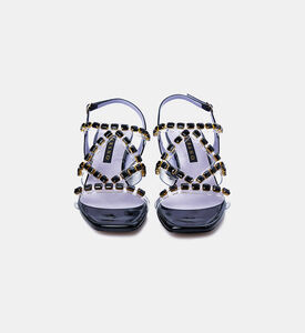 Patent Leather Rhinestone Sandals